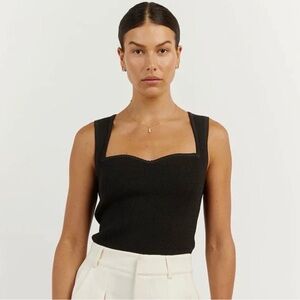 DISSH Fleur Sweetheart Knit Top in Black